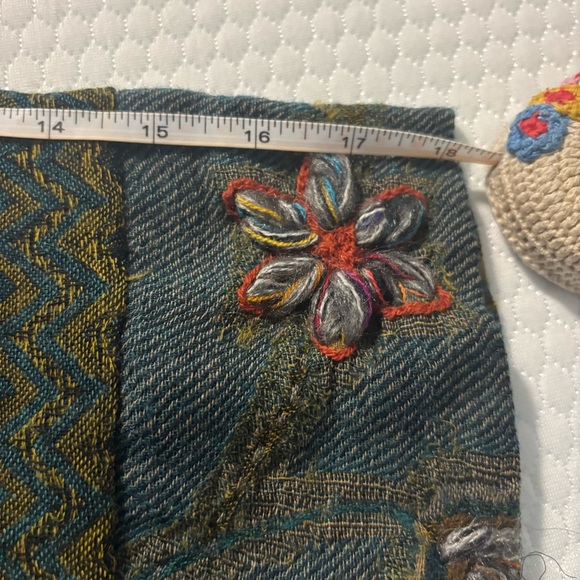 Soft Surroundings Blue 100% Wool Embroidered Cardigan - Picture 6 of 9